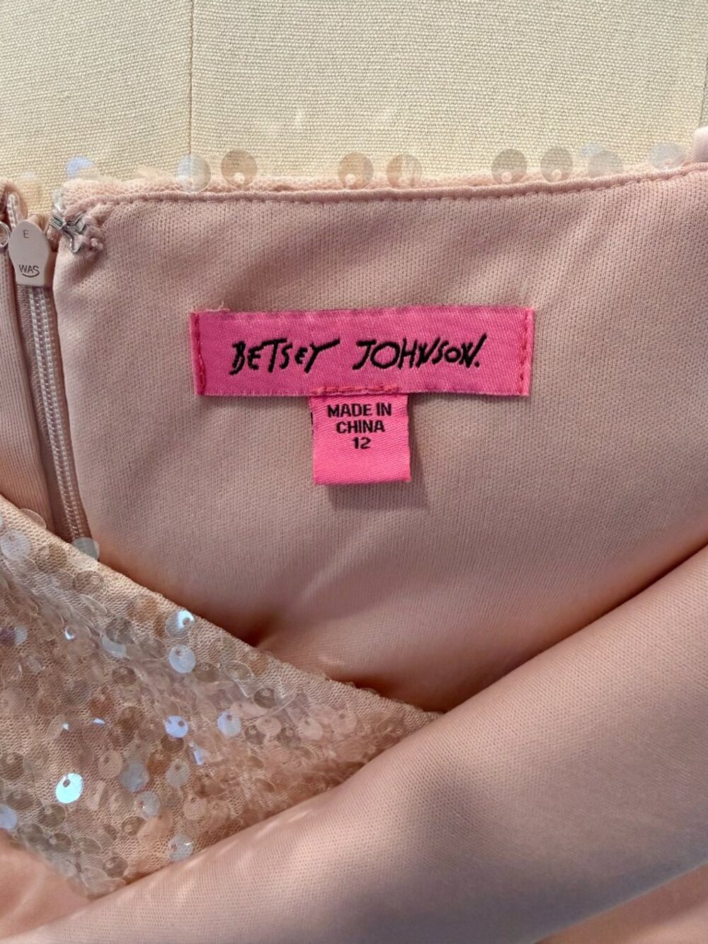Betsey Johnson Blush/Rose Gold Sequin Wrap Dress - Size 12 - New With Tags - Picture 4 of 8